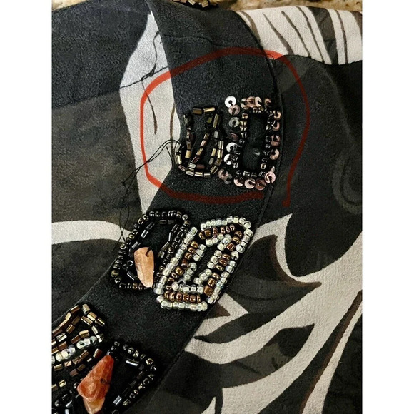 Chicos Womens Paisley Beaded Vneck Pullover Tunic Sheer Boho Peasent Silk 2 - Picture 9 of 9